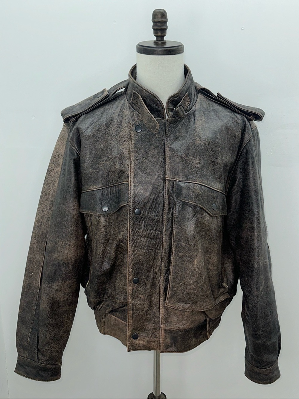 Vintage Wilsons Leather Bomber Jacket Mens 46 Brown Distressed Flight Aviator⁠